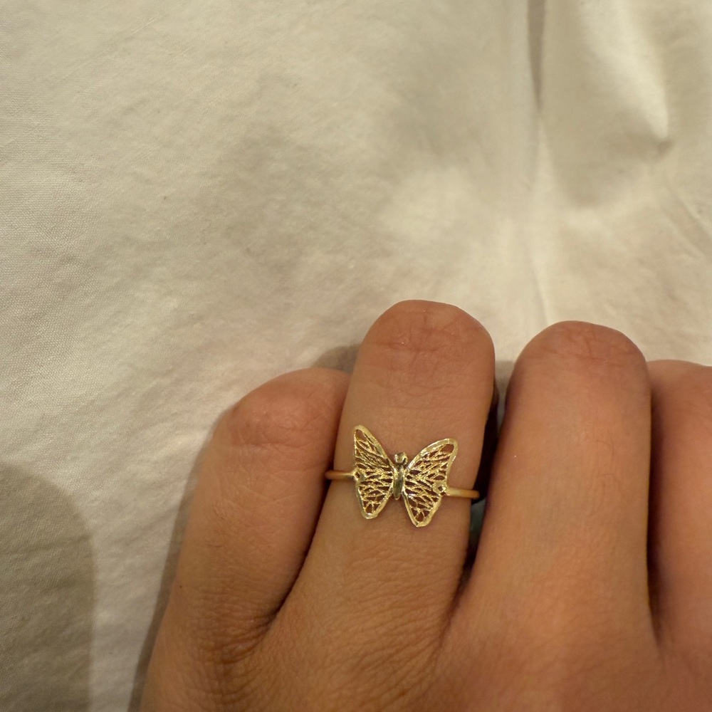 14k Solid Gold Butterfly Ring